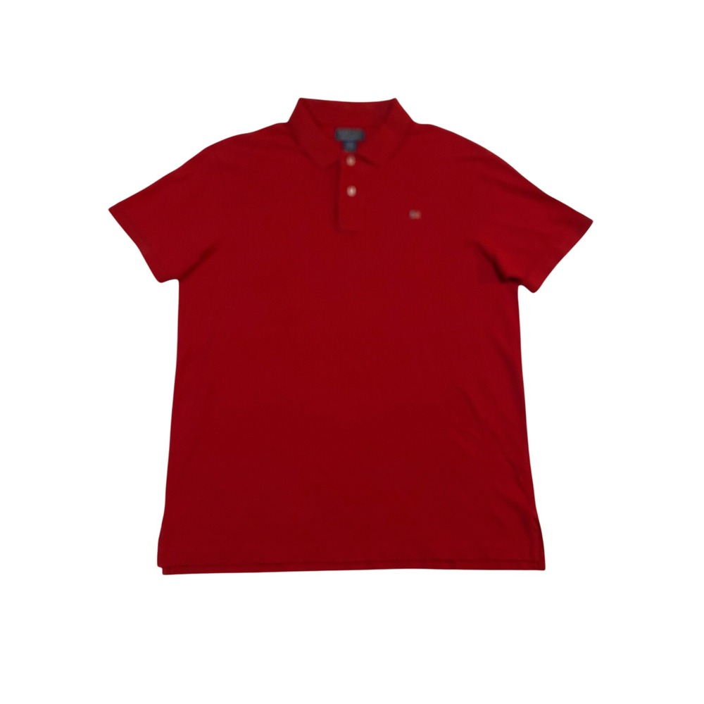 Polo Jeans Co Ralph Lauren Mens XL Red Cotton Pique Short Sleeve Flag Logo Polo